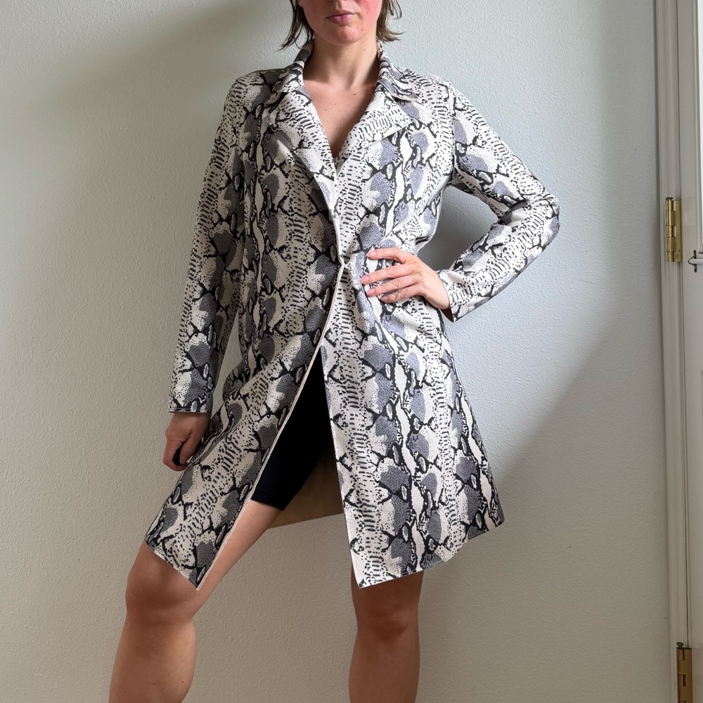 Love Token Black + White + Gray Animal Print Snakeskin Jacket Faux Suede size XS